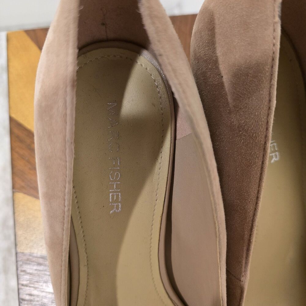 Marc Fisher Caitlin Pump Size 9.5M Womens Suede Pointed Block Heel Slip On Nude - Picture 8 of 12